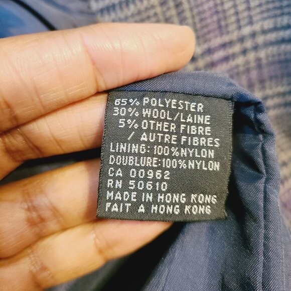 Sasson Petite | Women's Vintage Plaid Wool Blend Double Button Blazer (Size 8) - Picture 5 of 16